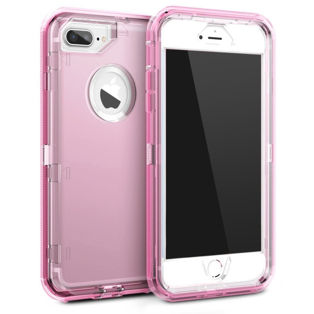 Fits iPhone Plus Pink Clear Transparent Case